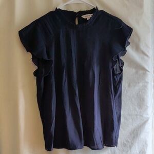 Nanette Lepore Midnight Blue Ruffle Blouse